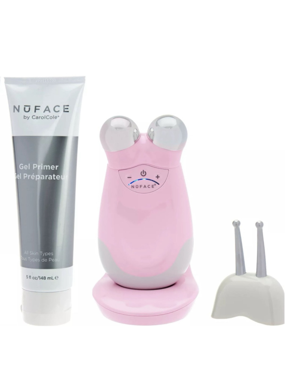NuFACE Petal Pink Trinity Microcurrent Facial Toning Device with ELE Attachment
